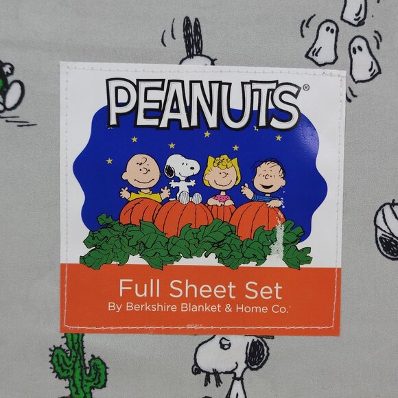 Peanuts Snoopy Cowboy Halloween Full Double Sheet Set By Berkshire Light Gray - Picture 3 of 9